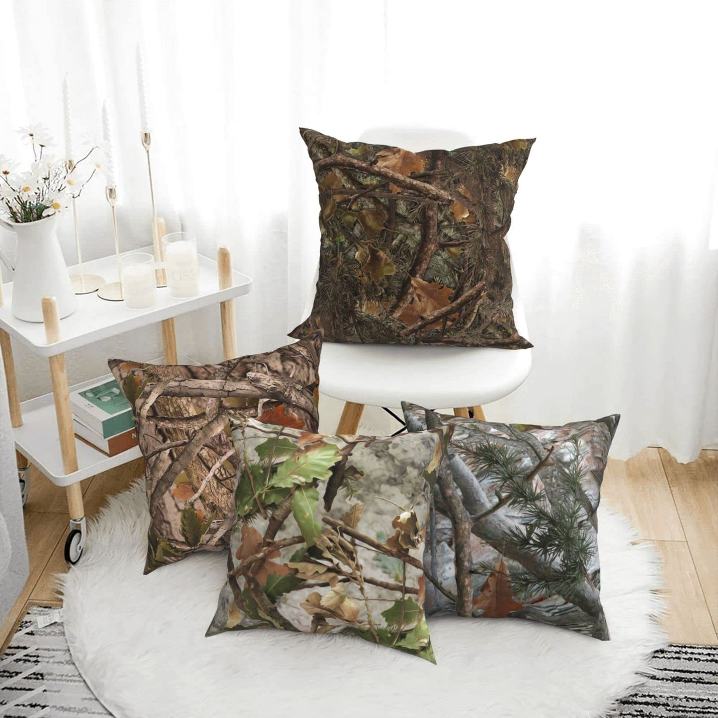 Worltoldb Christmas Bear Deer Throw Pillow Covers Set of 4 Winter Xmas Decorative Soft Linen Fabric Square Cushion Case for Room Bedroom Sofa Car 18x18 (508, 18"x18")
