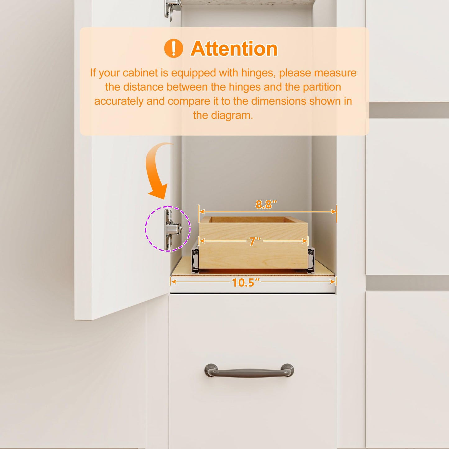 Salfanre Pull Out Cabinet Organizer, 8" W x 21" D Soft Close Pull Out Drawers for Cabinets with Heavy Duty Slides, Wood Slide Out Drawers for Kitchen Cabinets