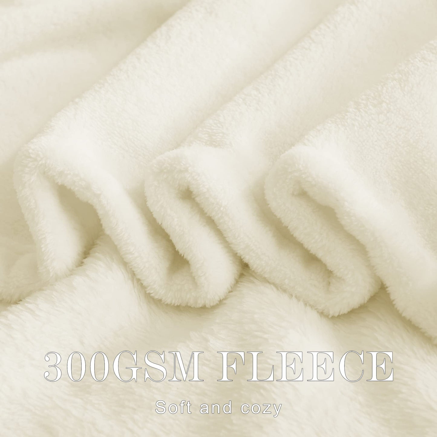 NICETOWN White Fleece Bed Blanket Queen Size - Flannel Super Soft Bed Cozy Microfiber Plush Fuzzy Blankets for Couch Sofa Decoration, 90 x 90 inches