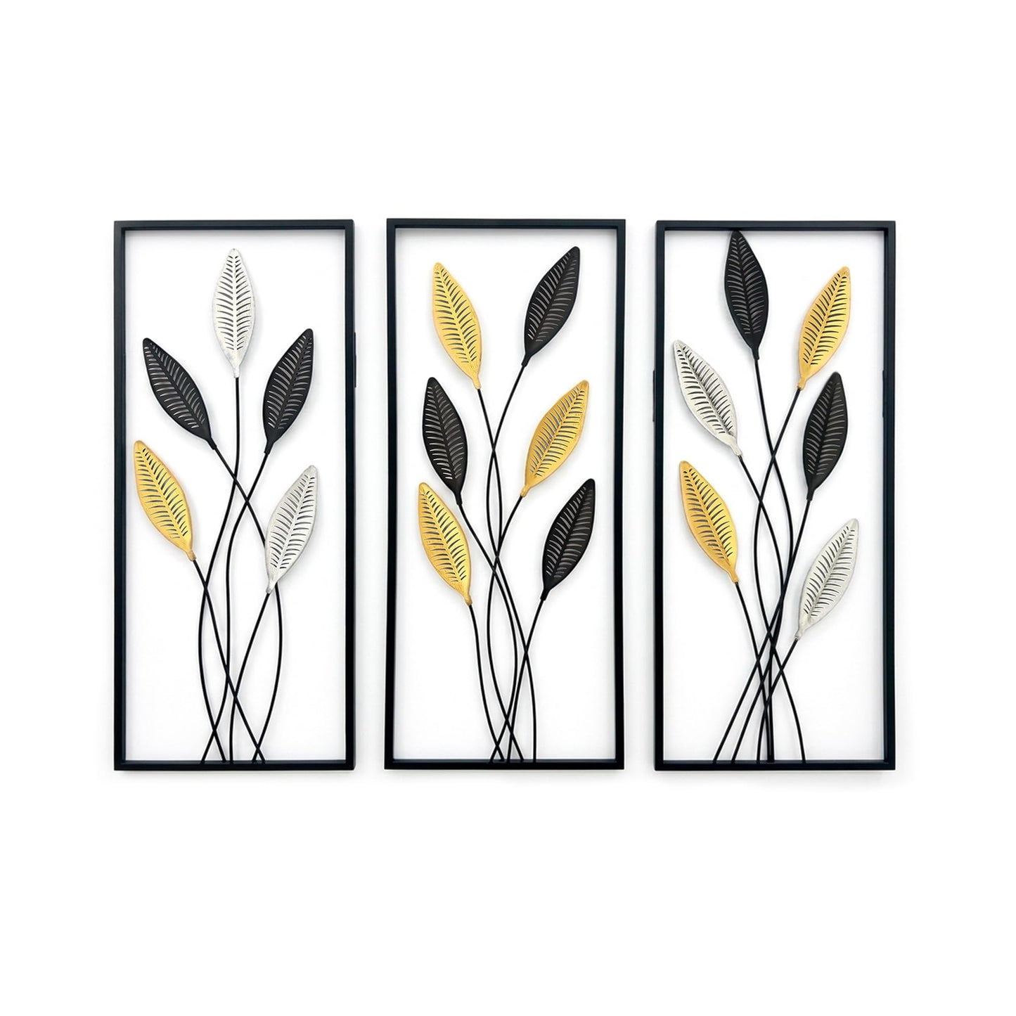 Large Framed Tree of Life Metal Wall Art Set of 3 – Modern Minimalist Black Metal Wall Decor for Living Room, Bedroom & Office – Luxury Accent Wall Panels for Above Bed (Each Panel 11.8 x 27.5 In)