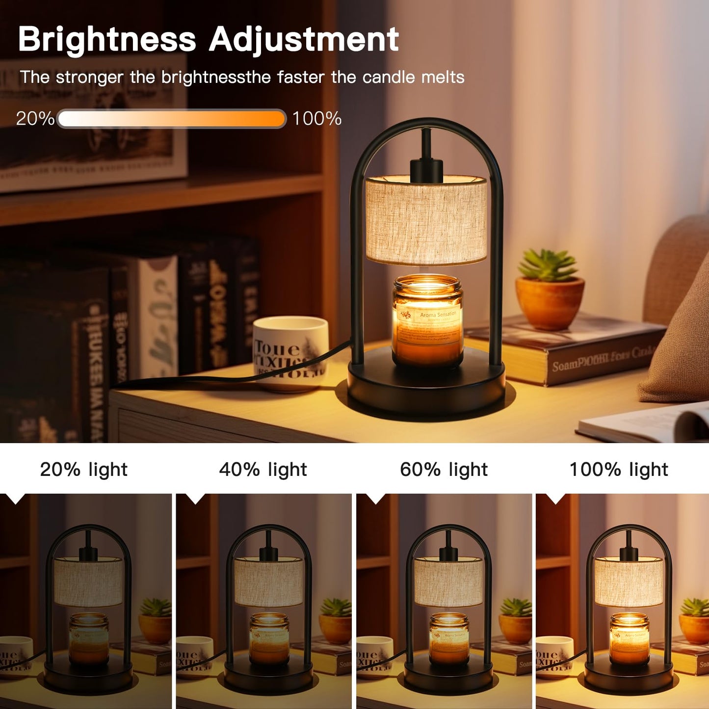 Omnikerlight Candle Warmer Lamp with Timer, Dimmable Candle Lamp Warmer for Jar Candles, Wax Warmer with 2 Bulbs, Birthday Gifts for Women Mom, House Warming Gifts New Home Decor (Single-Bracket)
