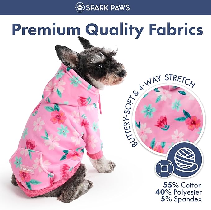 Spark Paws Dog Hoodie – Premium Dog Sweater for Small, Medium, and Large Dogs | Warm Outfits for French Bulldogs, Pitbull, Puppy, Winter Jacket Alternative - Blossom - S