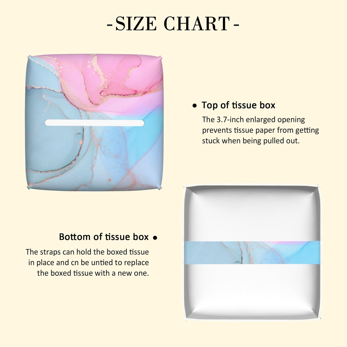 POIUBLE Fluid Art Tissue Box Holder Pink and Blue Marble Tissue Box Cover Square Leather Tissue Holder Organizer Portable Decorative Facial Paper Case for Home Office Bathroom Vanity Countertop