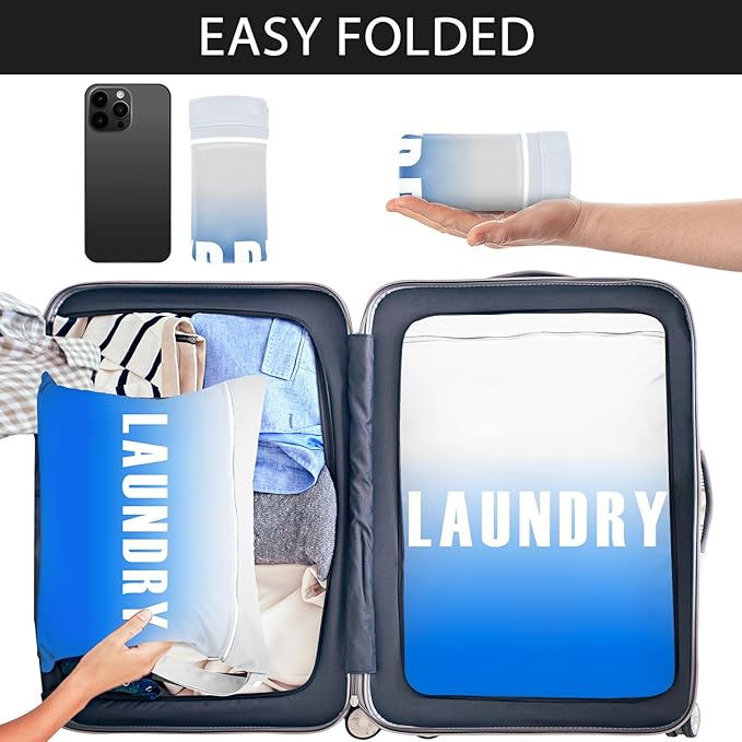 2 Pcs Large Travel Laundry Bags - Waterproof Wet Dry Bags for Gym Clothes, Swimming, Yoga (Blue)