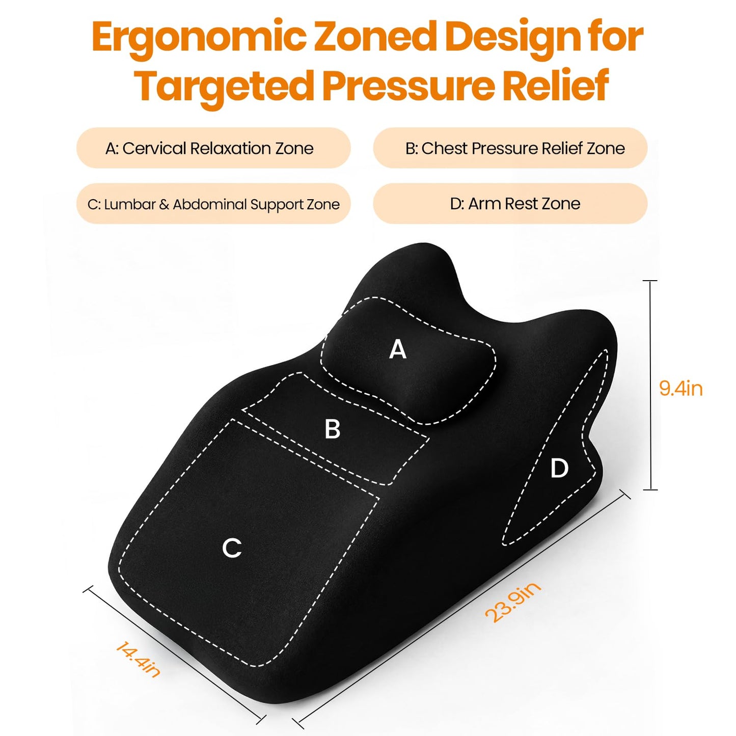 Ruanuo Memory Foam Ergonomic Wedge Pillow for Sleeping, Acid Reflux & Snoring Relief, 27°Angle Perfect Position Wedge Pillow with Washable Cover, Comfort Support for Waist, Neck & Back