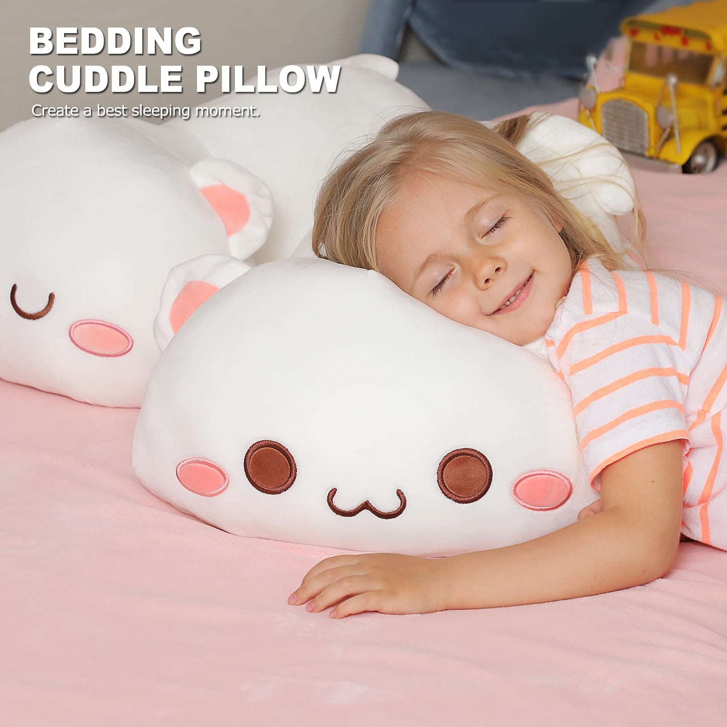 Onsoyours Cute Kitten Plush Toy 25.5" Stuffed Animal Pet Kitty Soft Anime Cat Large Plush Pillow for Kids (White A, 25.5")