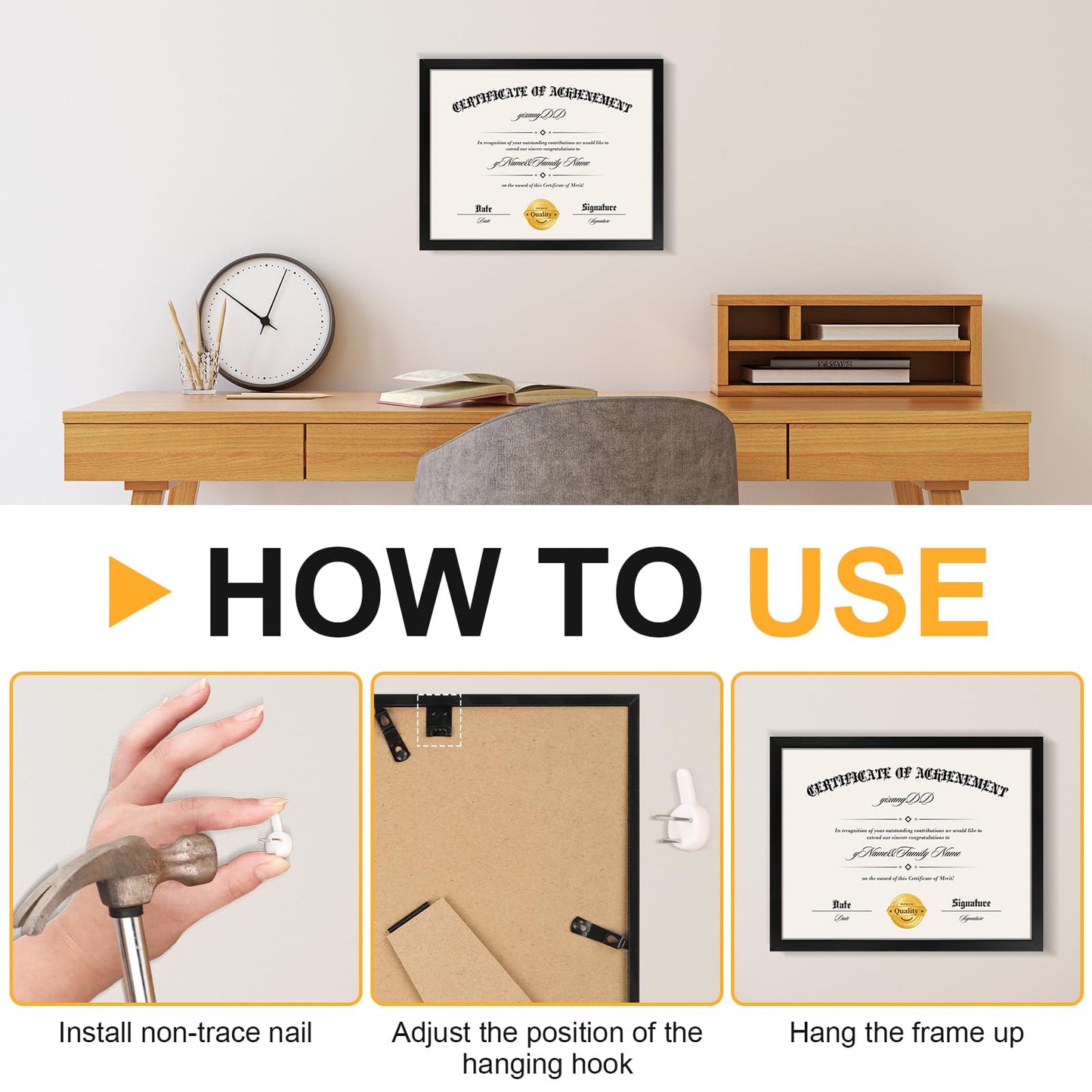 YixangDD 5 Pack Certificate Frames 8.5 x 11, College Diploma Frame with Clear Plexiglass, Black Degree Document Frame for Wall and Tabletop Display