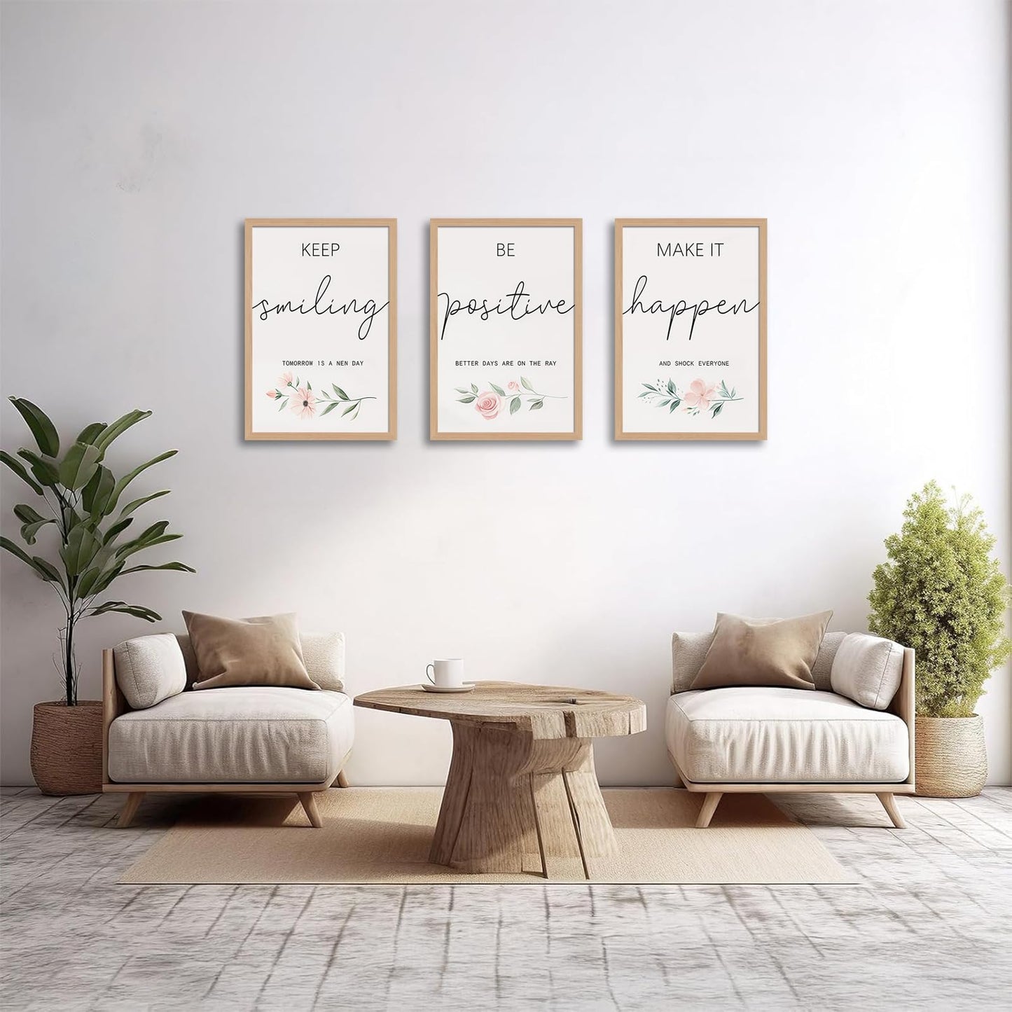 3Pcs Framed Inspirational Office Wall Art Decor Motivational Quotes Floral Canvas Prints Artwork for Office Walls Positive Affirmations Wall Decor for Home Study Room 12x16in