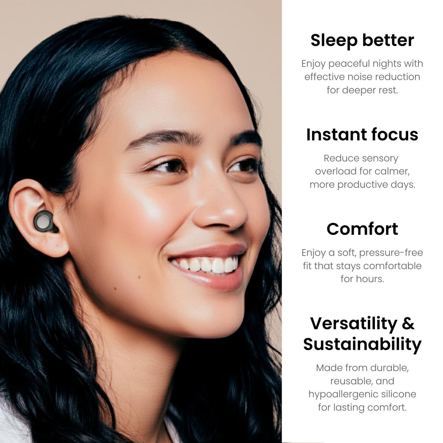 Ear Plugs for Sleeping Noise Cancelling 28dB - Reusable Silicone Earplugs for Sleep, Concert, Work, Study, Travel | 4 Sizes, Comfortable Side Sleepers | Cleaning Tool & Case - HEION Aura