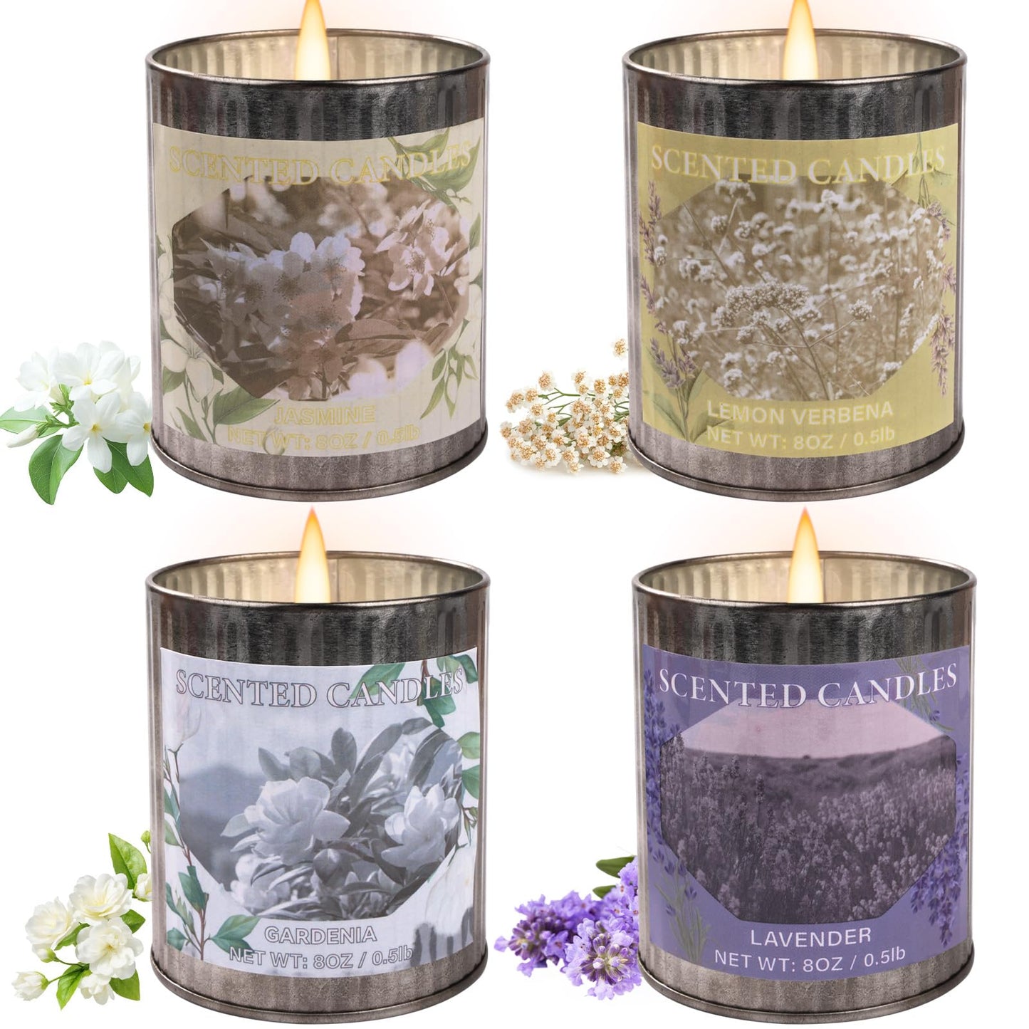 Scented Candle Gift Set, 4 Pack 32oz Soy Wax Candles Set, 200 Hour Burn Time Long Lasting Aromatherapy Candles Set, Container Candles Ideal for Home Decor and Gift for Women and Men