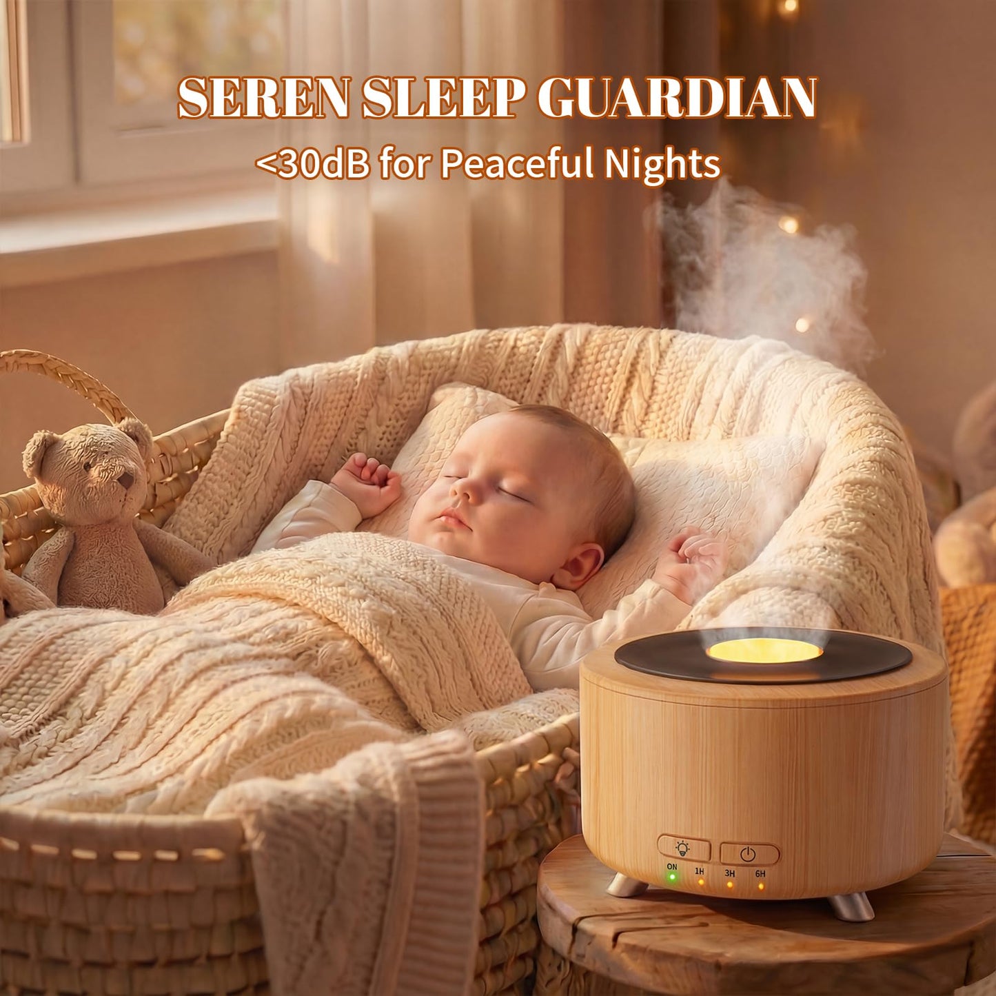 Essential Oil Diffuser for Home, 500ML Aromatherapy Diffuser Oil Machine for Office Room Yoga, Aroma Diffuser with Auto-Off Function, 9 Colors LED Night Light, Light Wood