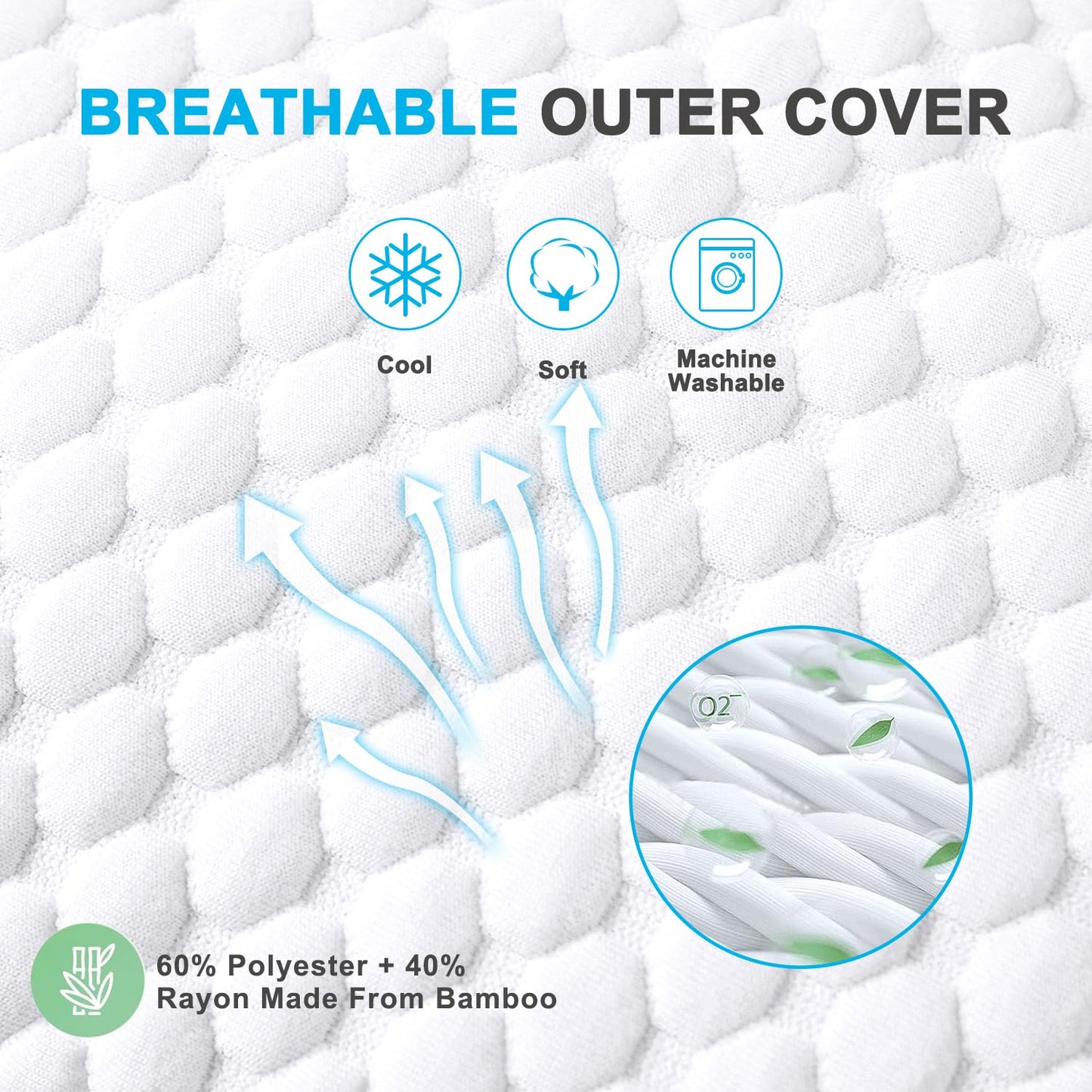VVZ Cooling Bed Pillows Queen Size Set of 2, Shredded Memory Foam Pillows for Side Back Stomach Sleepers, Luxury Cool Gel Adjustable Firm Bed Pillows for Sleeping 2 Pack Queen Size 20 x 30 Inches