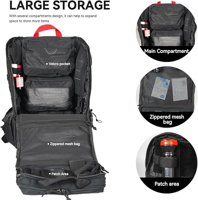 Hiking Backpack 25L for Men & Women, Waterproof Breathable Daypack, Lightweight Camping Backpacking Backpack with MOLLE System-Black