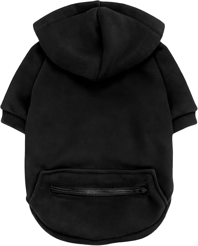 Jecikelon Winter Dog Hoodie Sweatshirts with Pockets Warm Clothes for Small Dogs Chihuahua Coat Puppy Custume Clothing (XX-Small, Y02-Black)