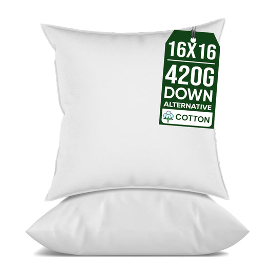 16x16 Pillow Inserts Set of 2, Firm and Fluffy Down Alternative Throw Pillows for Couch, Pillow Stuffing for Couch Sham Filler, Pillow Forms 16x16