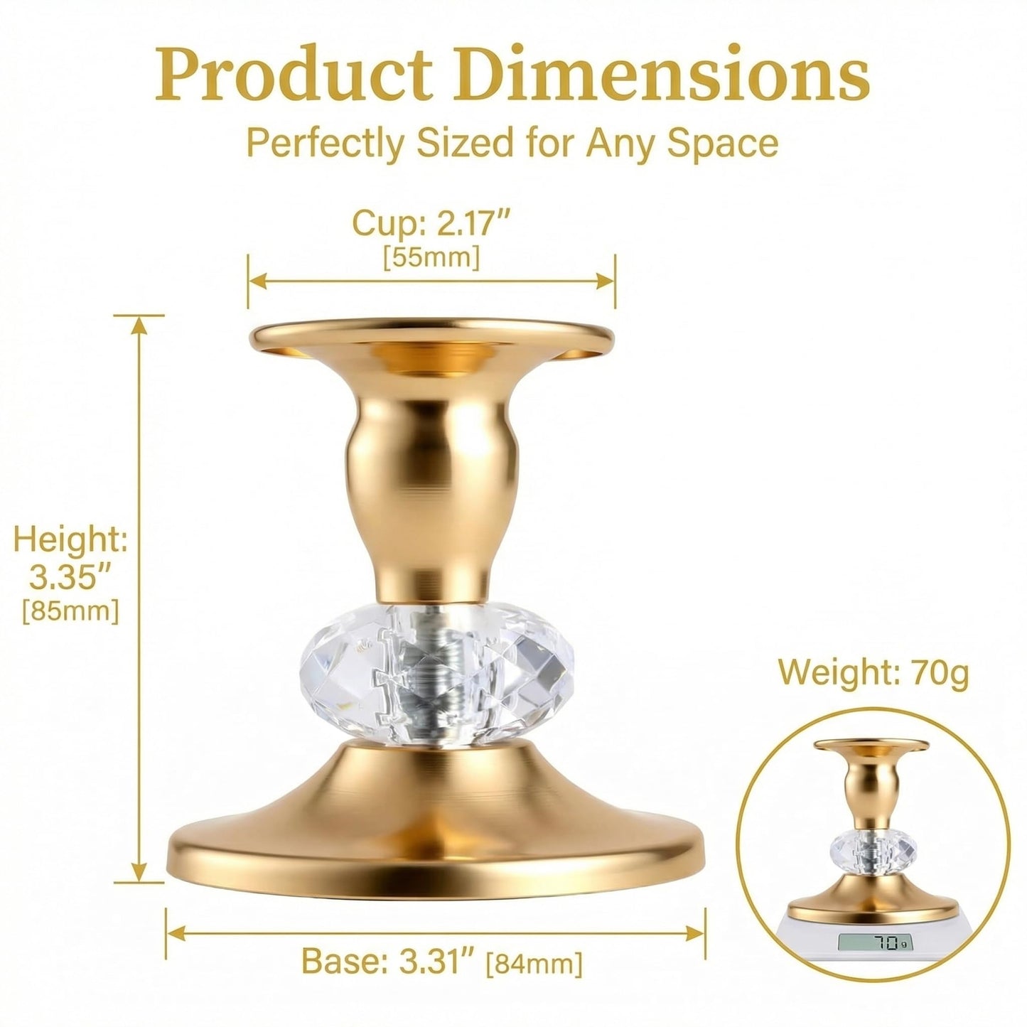 Candlestick Holders Taper Candle Holders, Candle Stick Candle Holder for Table Centerpiece, Wedding Reception, Festive Christmas Mantel Decoration or Home Decor(Gold, 2 Sets(4 Pcs))