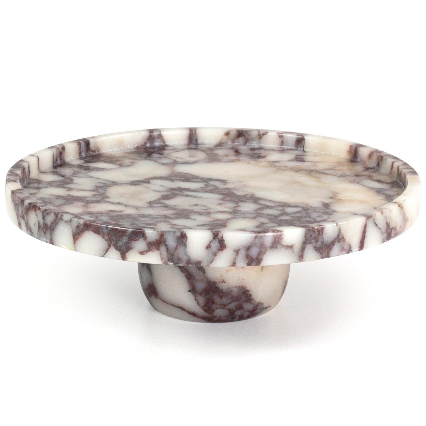 YMXYJM,Marble Pedestal Tray Round Decorative Vanity Tray,Calacatta Viola