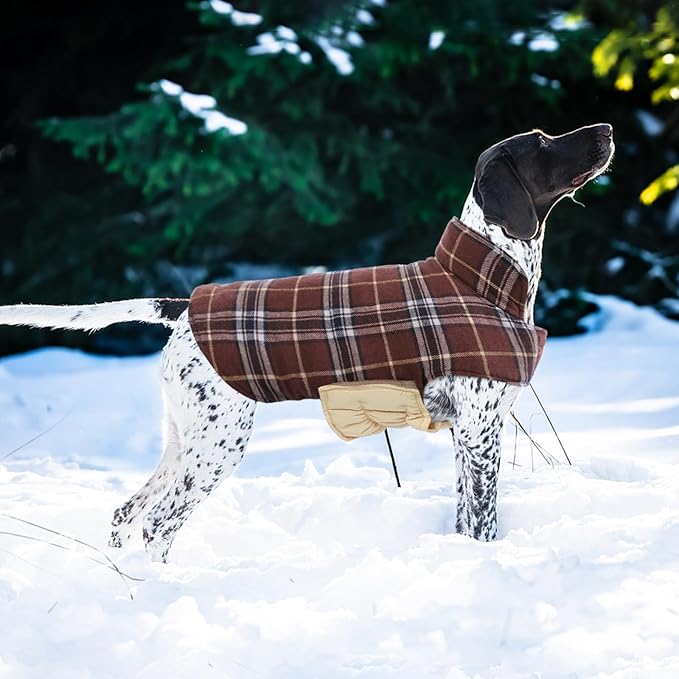 Kuoser Warm Dog Coat, Waterproof Dog Jacket for Extra Large Dogs, Adjustable Durable XL Doggie Winter Coat Reversible Cozy Puppy Cold Weather Apparel from Small to Large Breed, Brown XL