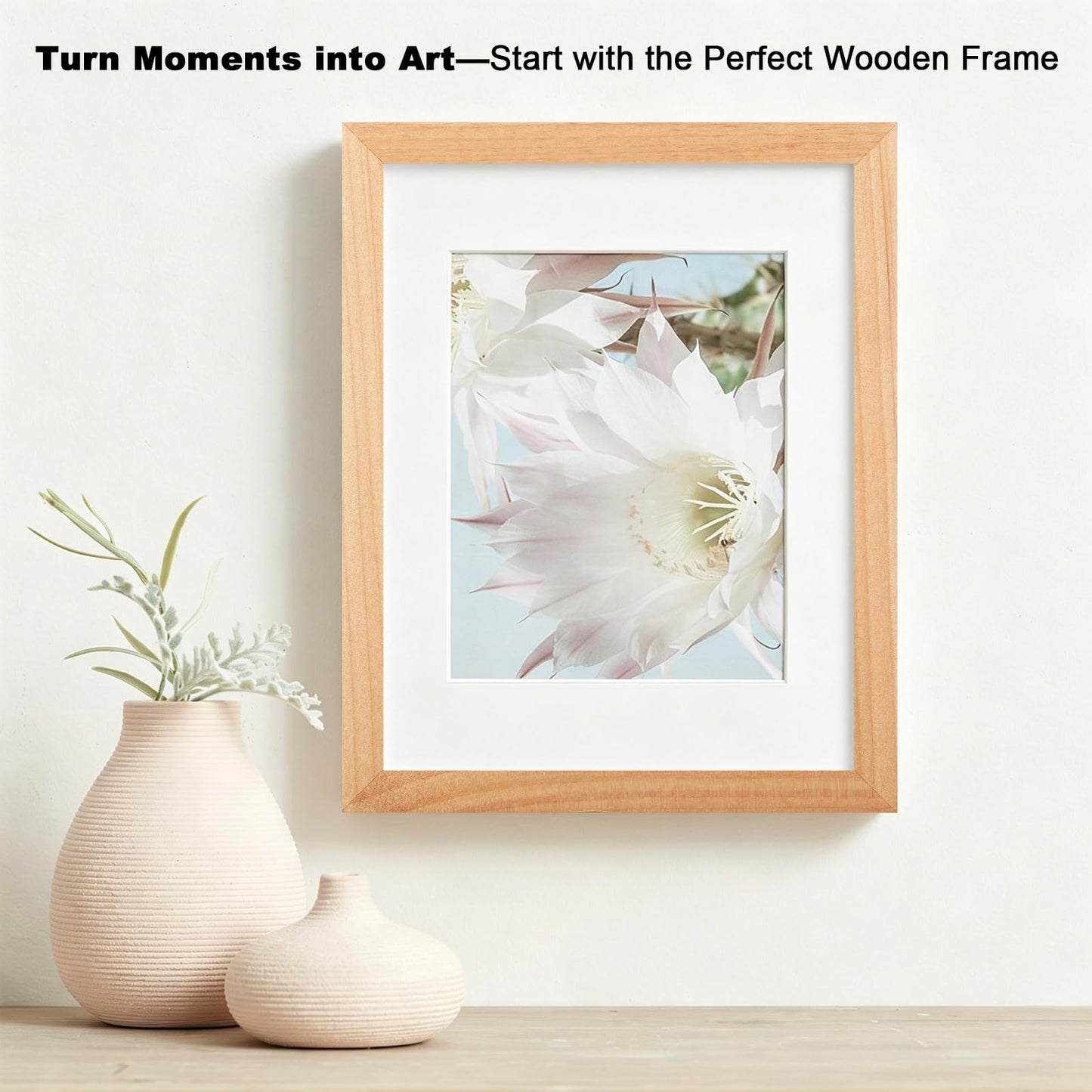RPJC 11x14 Picture Frame Solid Wood, Fits 8x10 with Mat or 11x14 Without Mat, Real Glass Photo Frame for Wall Mounting, Black Gift-Ready in White Box, 2026 Natural