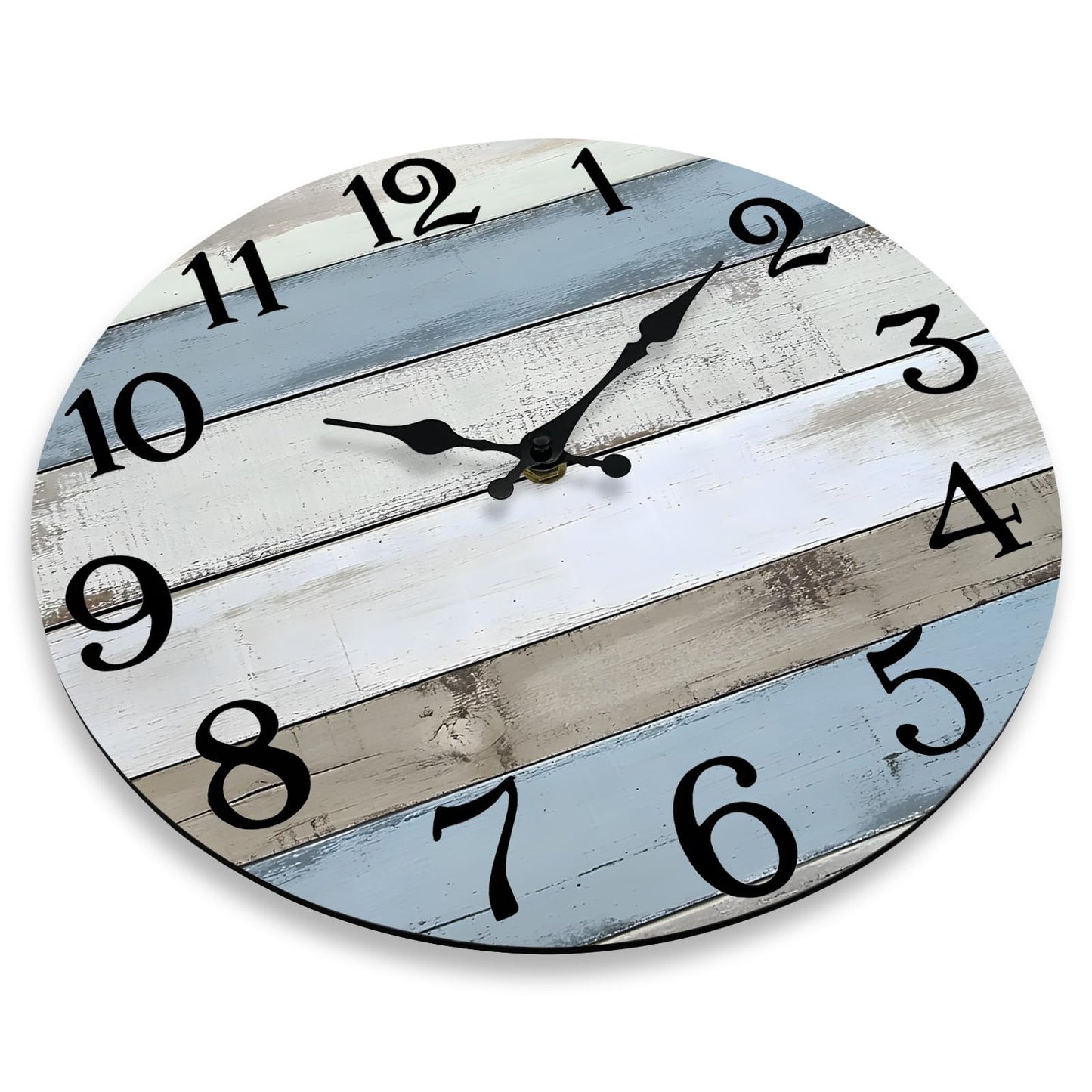 JoFomp 6 Inch Wooden Wall Clocks Battery Operated, Silent Wall Clock Non Ticking, Coastal Country Design Rustic Wall Clocks for Living Room Decor, Small Wall Clock for Bedroom Kitchen Bathroom