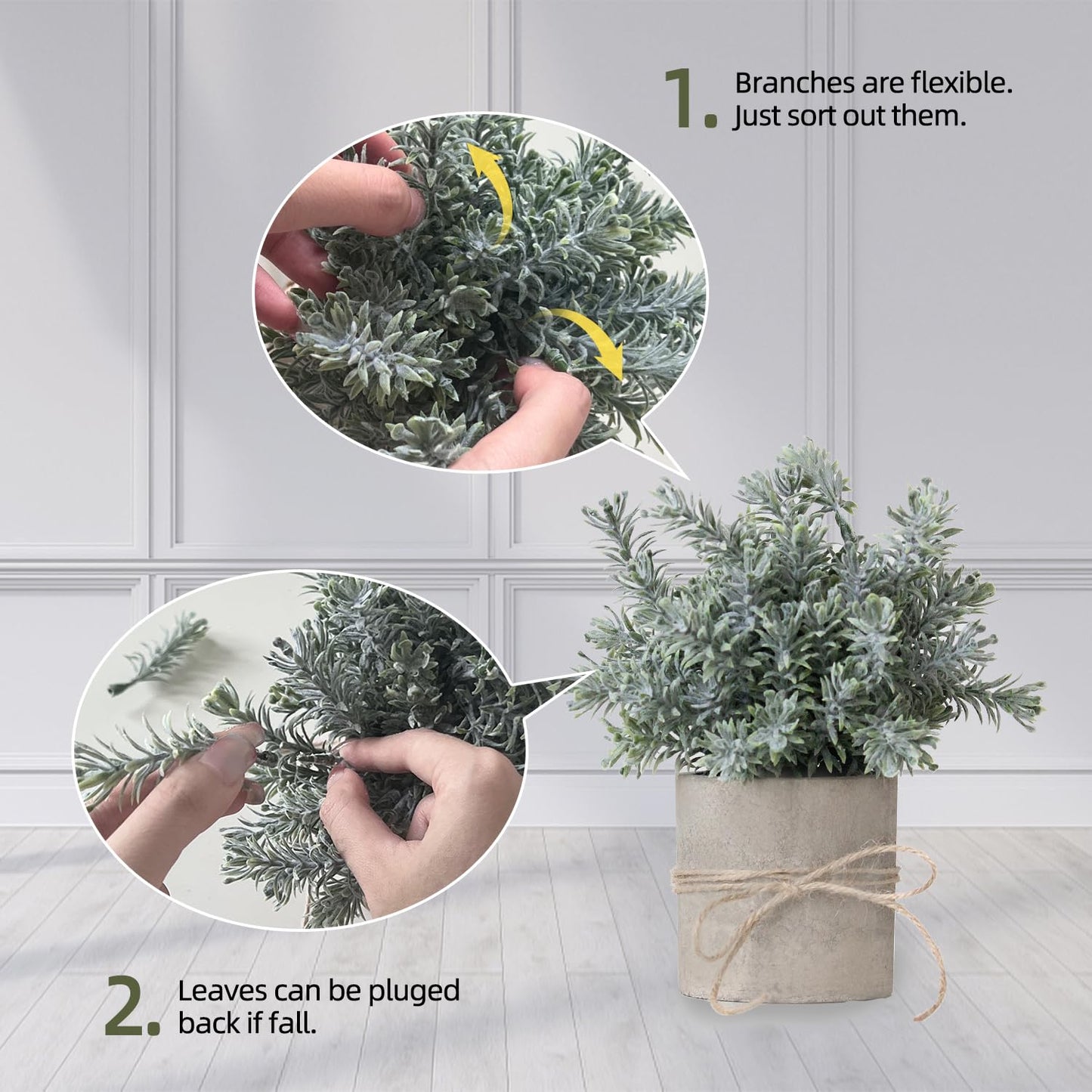 PENGYEE 4 Pack Small Fake Plants in White Pulp Pot for Home Decor