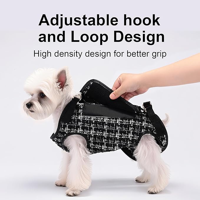 Wakytu Dog Lift Harness Dog Carrier Dog VES Harness Adjustable Dog Leash with Small Puppy Treat Bag（Black,L）