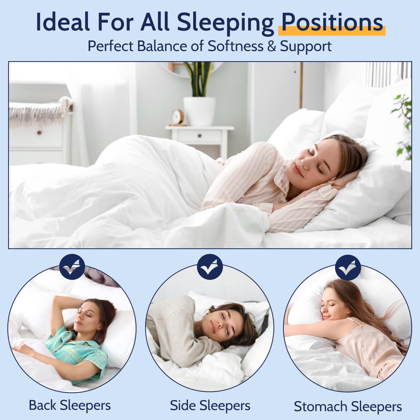 ROUMEA Pillows Queen Size Set of 2, Gusseted Bed Pillows for Sleeping 2 Pack, Luxury Hotel Quality, Supportive Queen Pillow with Soft Down Alternative for Back Stomach Side Sleepers, Machine Washable