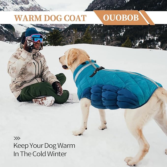 OUOBOB Dog Jackets for Medium Dogs,Medium Dog Coat,Warm Pet Winter Coat Zip Up Back,Waterproof Dogs Jacket with D-Ring,Pet Cold Weather Coats with Fleece Lined, Snowsuit Pug Boston Terrier,M