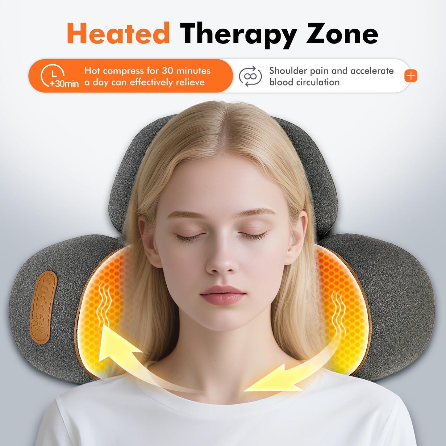 Cordless Electric Neck Massager Pillow for Pain Relief Deep Tissue, 3-in-1 Rechargeable Neck Cervical Traction Device with Heat, Massage, Stretch, Ergonomic Neck Shoulder Relaxer Gifts for Women