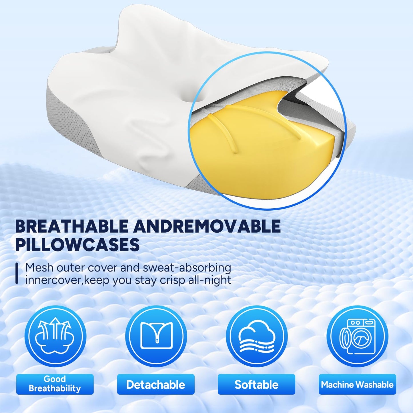 Ergonomic Cervical Pillow for Neck and Shoulder Support, Contour Memory Foam for Side and Back Sleepers, Hypoallergenic Design with Removable Pillowcase