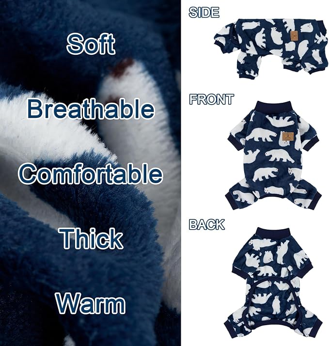 XPUDAC Dog Pajamas Polar Bear Fleece Dog Sweater for Small Medium Dogs Girl Boy Winter Puppy Clothes Pet Outfit Jumpsuit, S