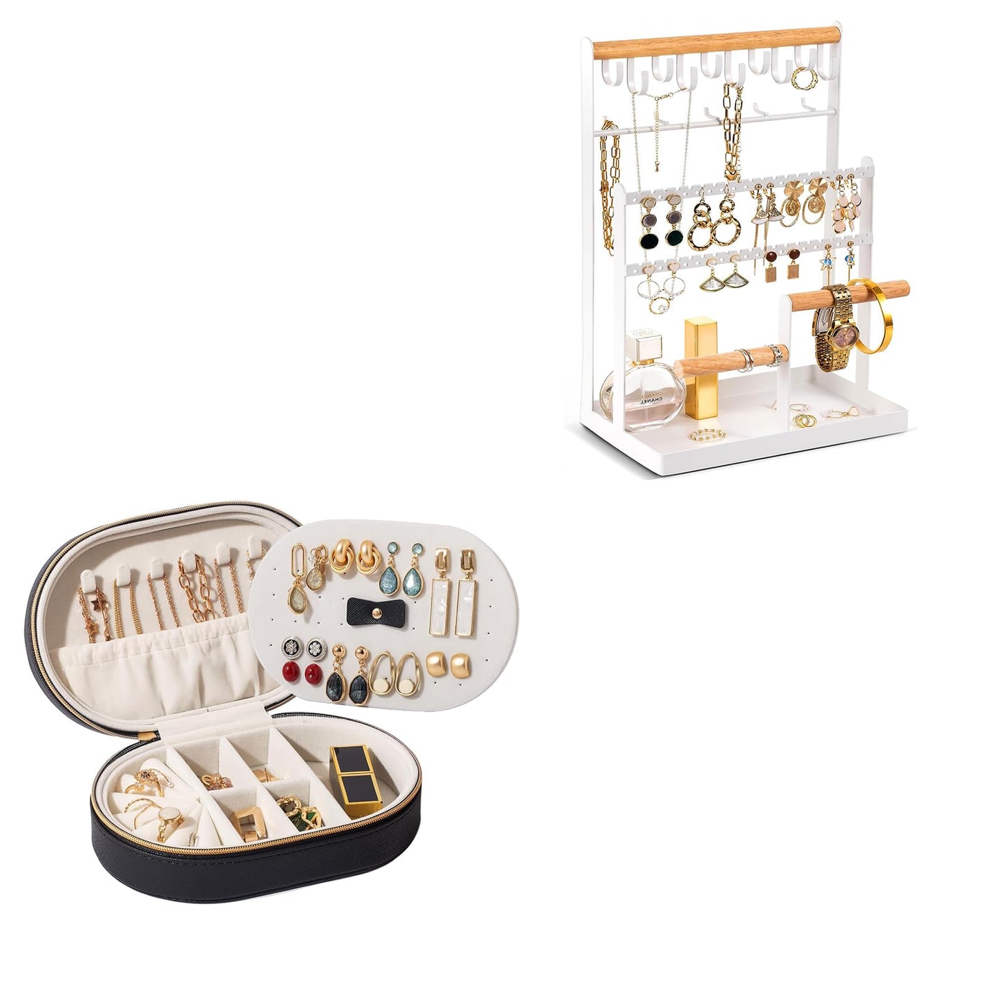 ProCase Jewelry Organizer Stand Bundle with Travel Jewelry Box