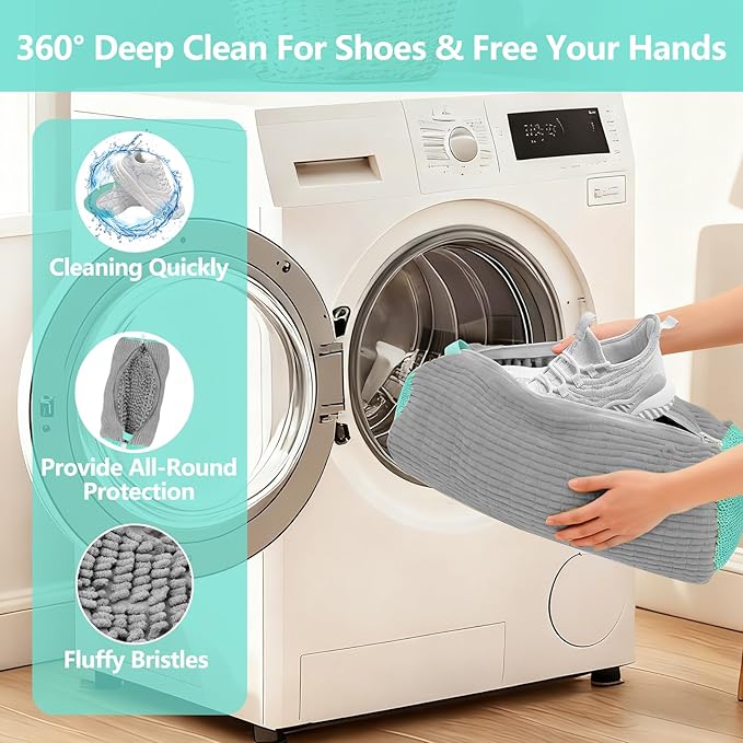Shoe Washing Machine Bag, Shoe Cleaning Bag, Reusable Laundry Shoes Bag for Washer & Dryer Cleans & Protects All Shoes Types 2PCS (Grey)