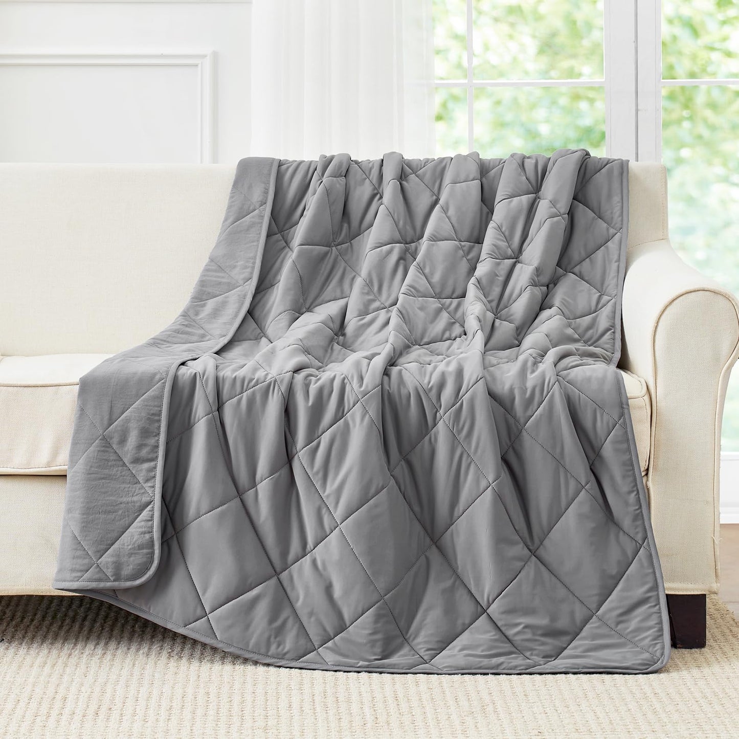 Cozy Bliss Cooling Throw Blanket for Hot Sleepers 50"x70", Q-Max 0.45 Cooling Comfort, Cold Blankets for Night Sweats Sleeping, Ultra-Cool Lightweight Breathable Blanket for Couch Bed, Glacial Grey
