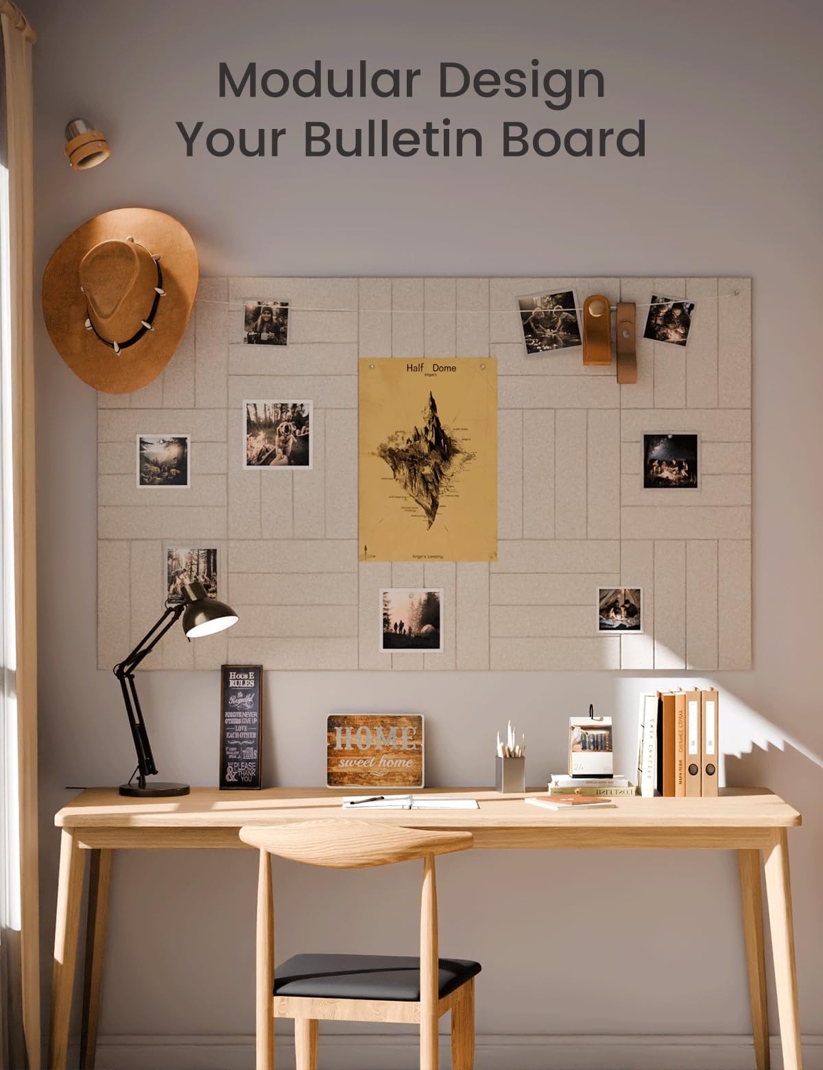 Fluxynara Felt Bulletin Board Tiles Large 48" x 36" Cork Board Alternative-12 Pack with 64 Adhesive Tabs, Thick Slat Wall Panels for Office Decor, Push Pin Board Wall Organizer Alternative -Oatmeal