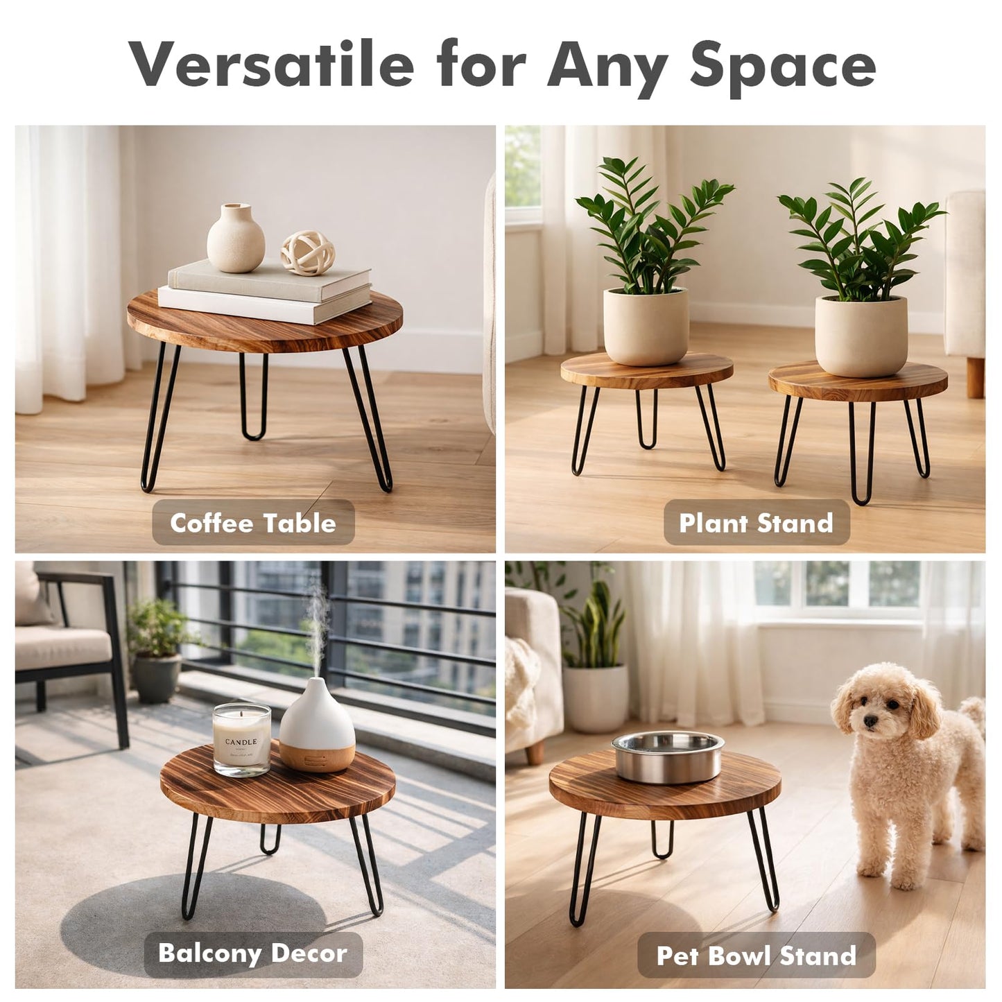 Wood Plant Stand 2 Pack Small Plant Stool Indoor 10 Inch Plant Riser Wooden Flower Stand Plant Holders Indoor Stand 6.3" Tall Planter Stands for Plants Corner Round Plant Table Outdoor Floor Plant Stand