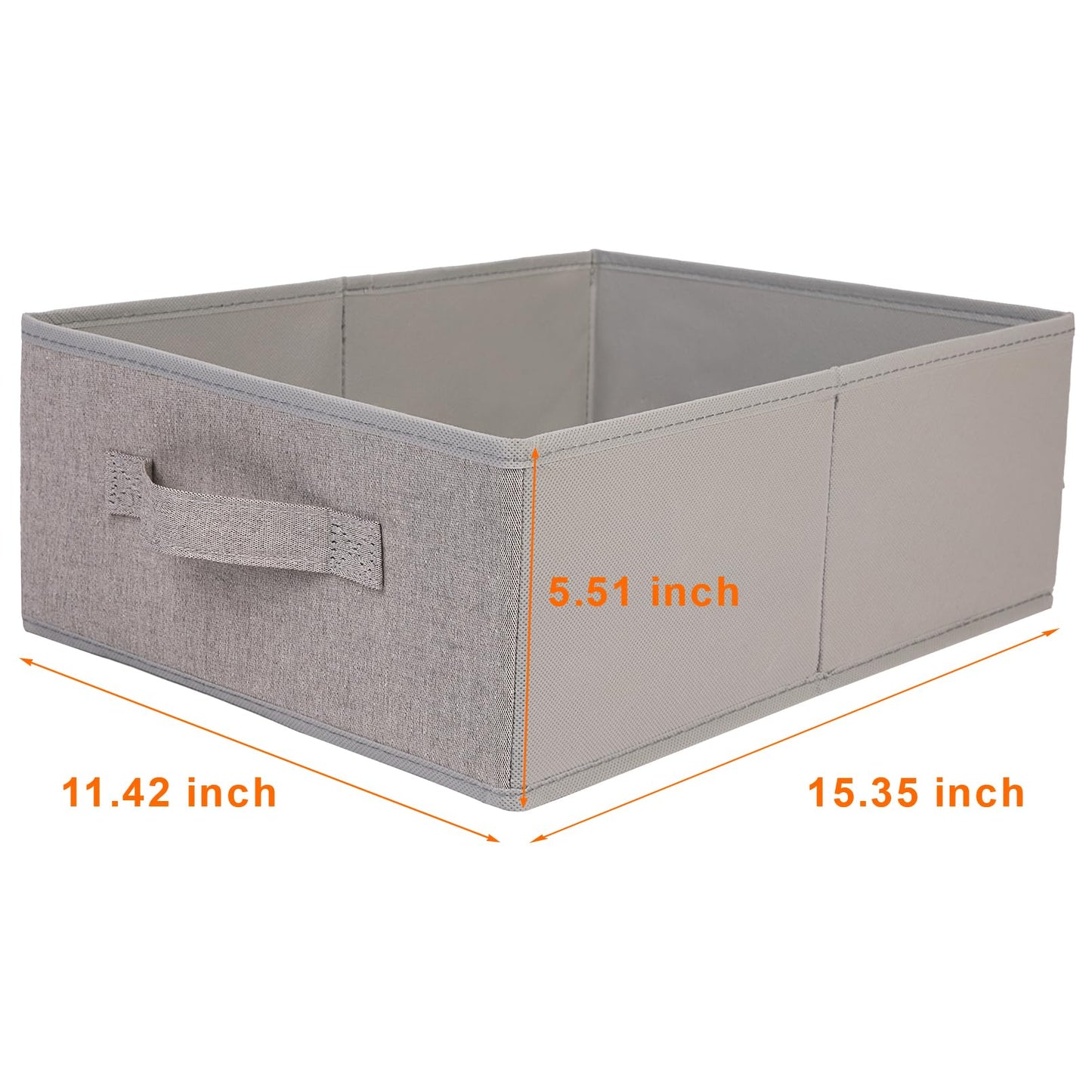 JAKAGO Fabric Storage Bins set of 4 Rectangle Storage Baskets with Handle Foldable Closet Organizer for Clothes Towel bedding Books Collapsible Clothing Container for Shelves Bedroom(Gray Low)