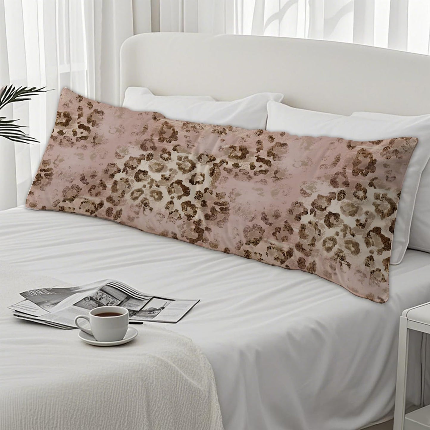 PIUD Pink Leopard Print 20x54 Body Pillow Cover, Pink Cheetah Print Room Decor, Funky Y2k Blush Pink Animal Print Decorative Long Body Pillow Cases for Girls Bedroom Dorm Apartment Bed Couch