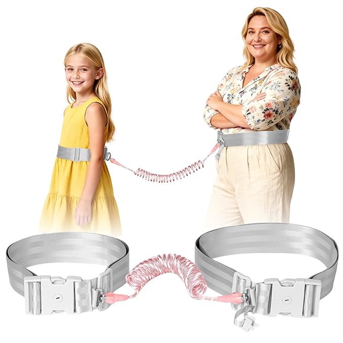 JXM Safety Waist Harness for Active Child, Hands Free Walking Leash with Lock for Autism, Secure Waist Belt for Special Needs, ADHD, Autistic Kids, Adjustable Elopement Tether with Key (Plus Size)