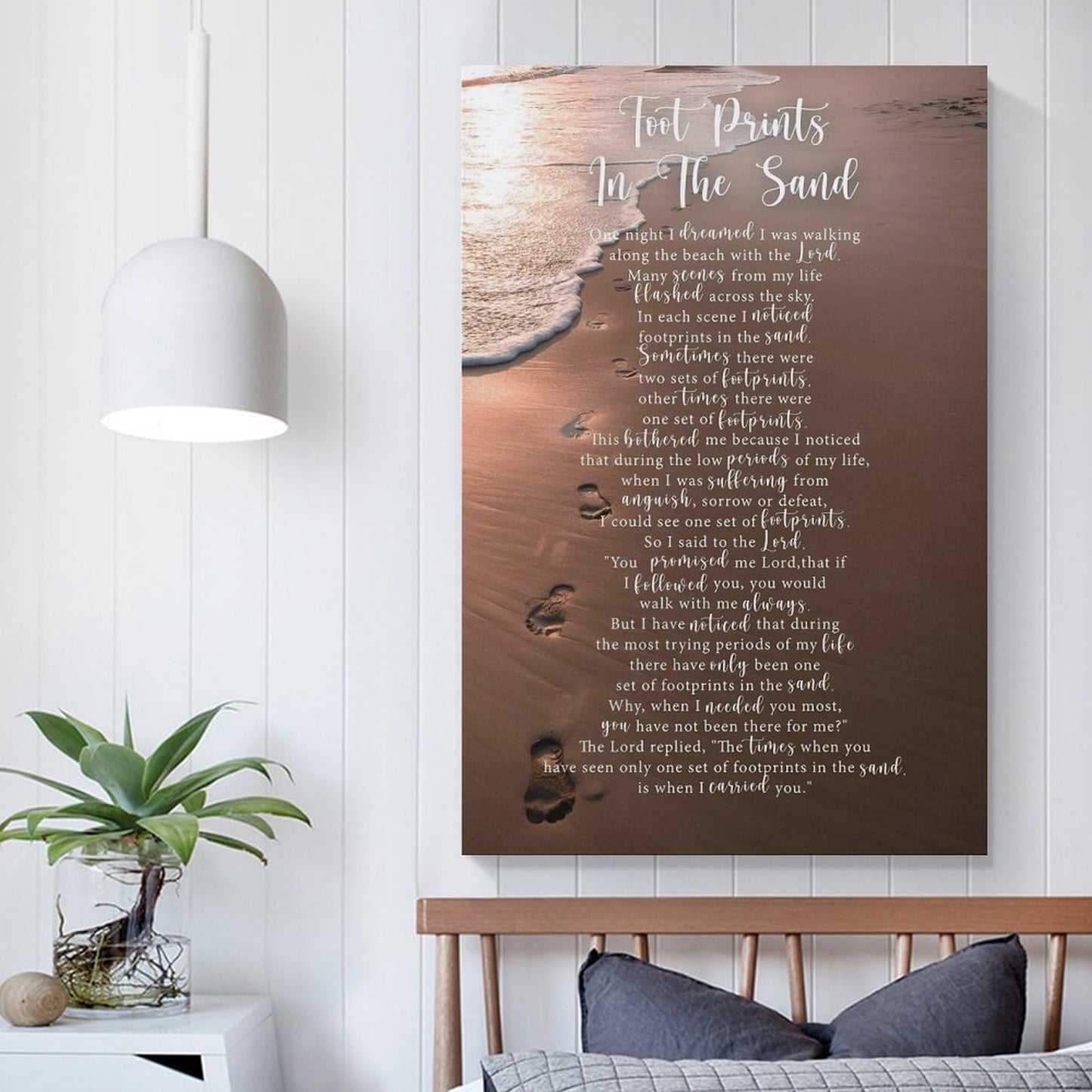 Footprints in The Sand Inspirational Poem Canvas Art Poster And Wall Art Picture Print Modern Family Bedroom Decor Posters UnFramed-3,12x18inch(30x45cm)