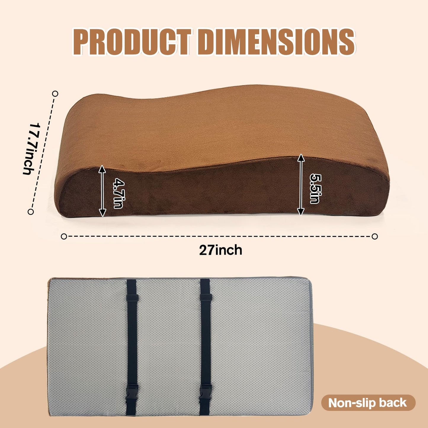 Recliner Neck and Lumbar Support Pillow, 2 in 1 Ergonomic Foam Cushion with Anti-Slip Backing & Adjustable Straps for Chair, Sofa, or Glider