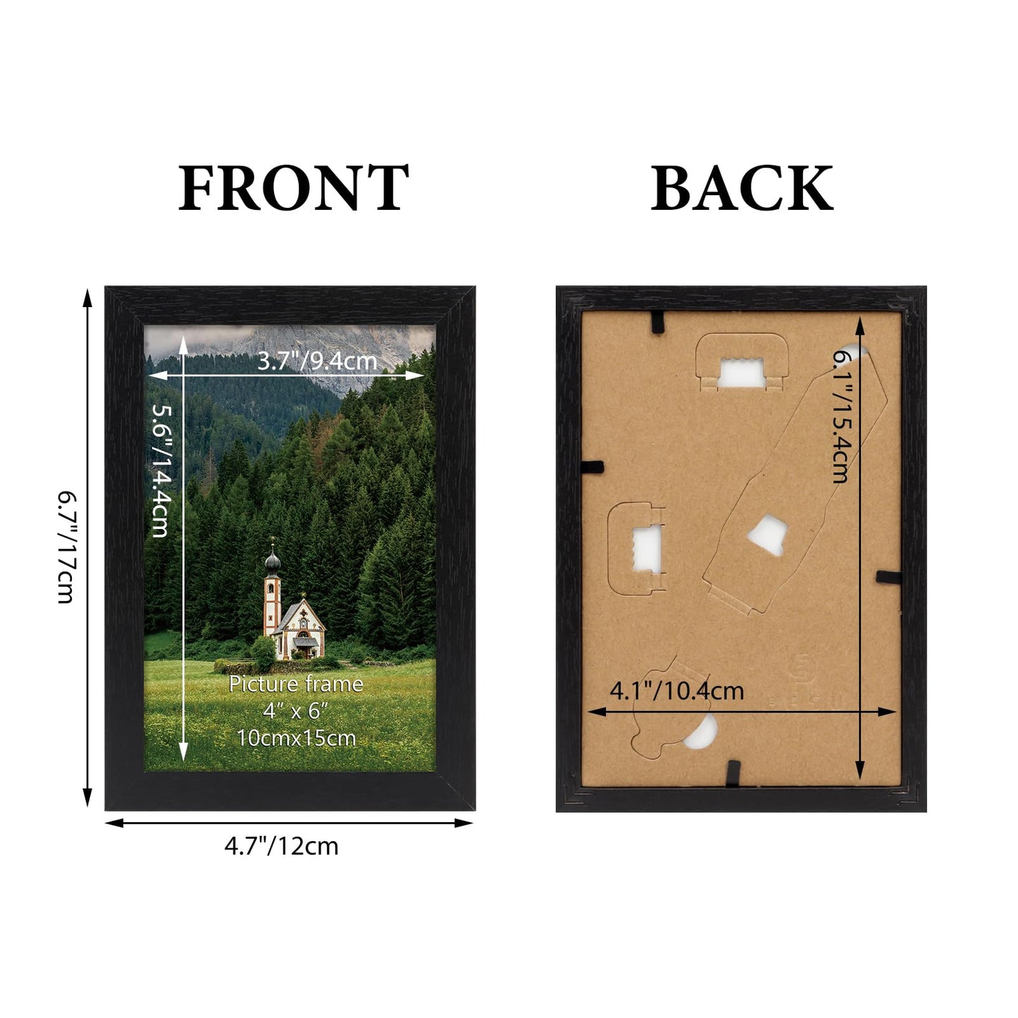 HORLIMER 4x6 Picture Frame Set of 12, Black Picture Frames Display 4 by 6 Photo for Wall or Tabletop