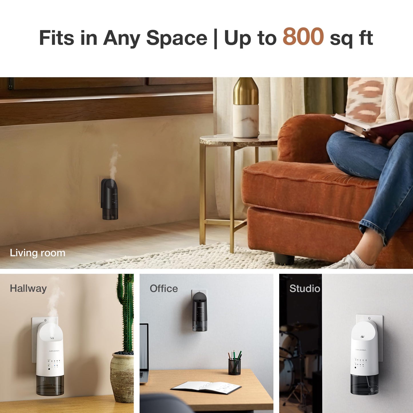 Airversa Smart Waterless Diffuser Plug in Wall for Essential Oils, 160mL, App Control Scent Diffuser with Buttons, Up to 800 sq ft, Oil Diffuser for Home, Room, Spa, Office, Studio, ANP White