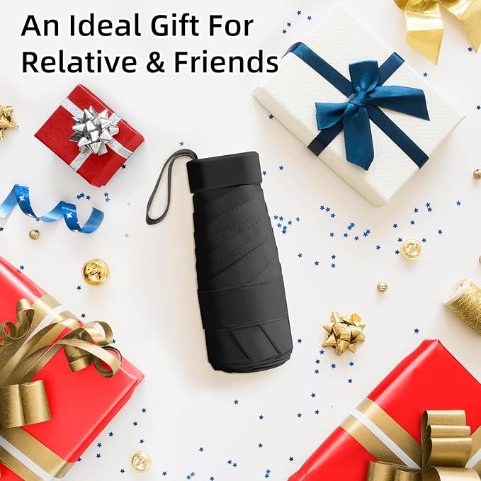 Travel Mini Compact Folding Umbrella with Case - UV Sun & Rain Protection, Lightweight Portable Pocket Umbrella for Women Men Kids, Fits Purse Backpack