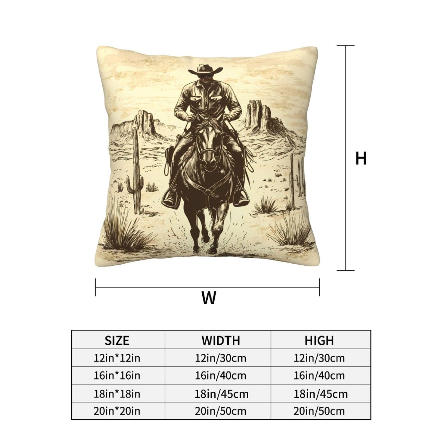 Worltoldb Throw Pillow Covers Set of 4 Decorative Soft Linen Fabric Square Cushion Case for Room Bedroom Sofa Car 18x18 (Western Cowboy, 18"x18")