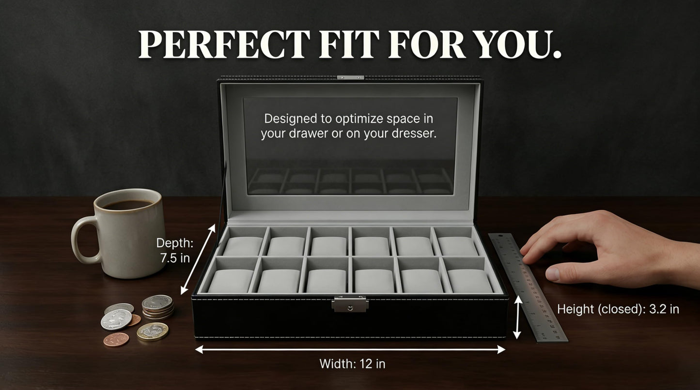 Watch Case Watch Box for Men - Watch Cases Display Holder Organizer Stand Storage Multi Boxes 12 Slot Small Leather Personalized Multiple Watch Safe Container with Lock for Women,PU Watch Holders