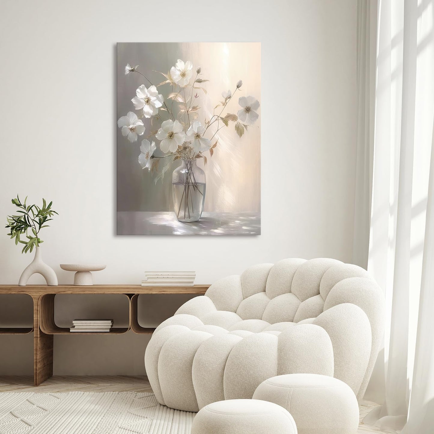 Canvas Wall Art Floral Bathroom Bedroom Framed Artwork Modern Wall Decoration 18x24 Inch Print for Kitchen Home Decor