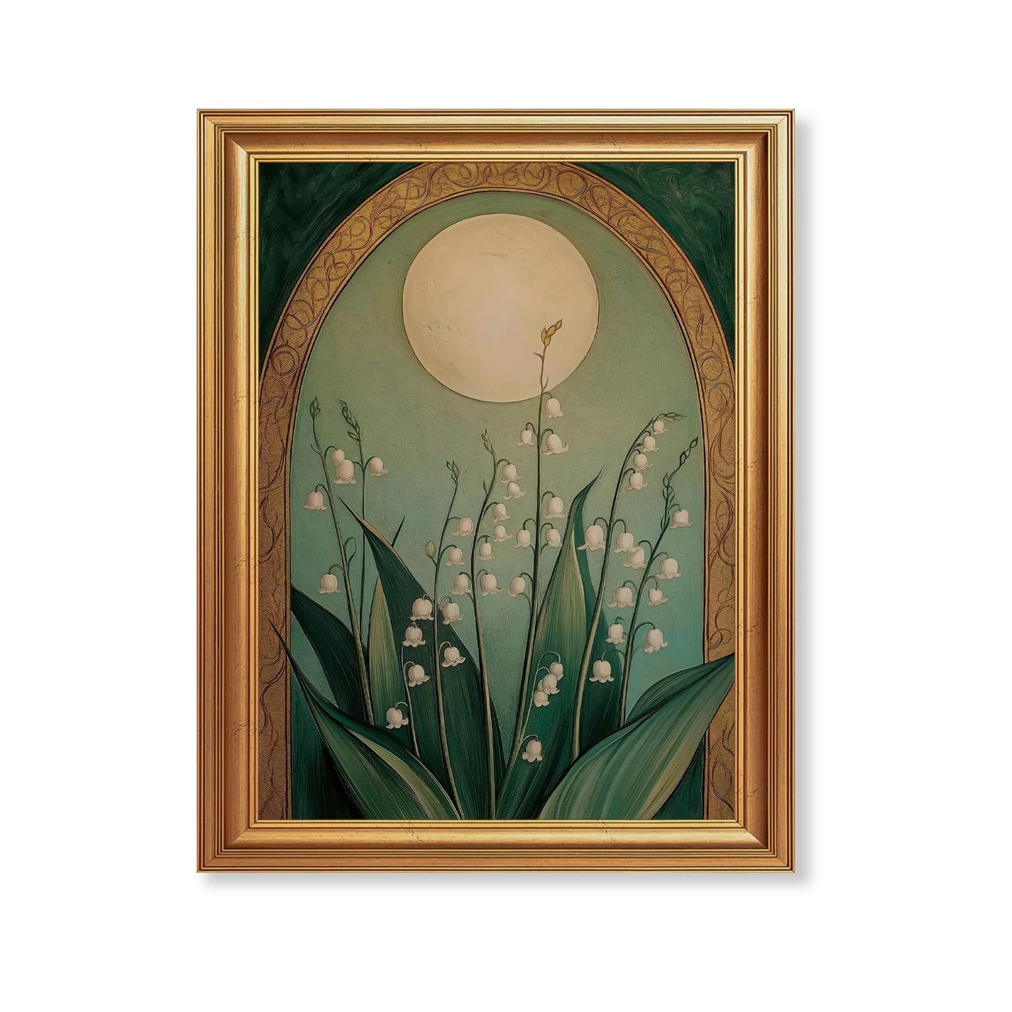 EJPFOGV Lily of the Valley Vintage Arch Framed Canvas Wall Art 8x10 inches