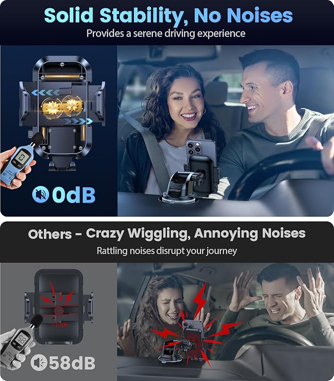 VICSEED True Military-Grade Shockproof Car Phone Holder [95LBS Vacuum-Locked Suction & Automotive-Grade] Cell Phone Mount Dashboard Windshield Vent Wall Truck Boat Cradle Stand for iPhone Android