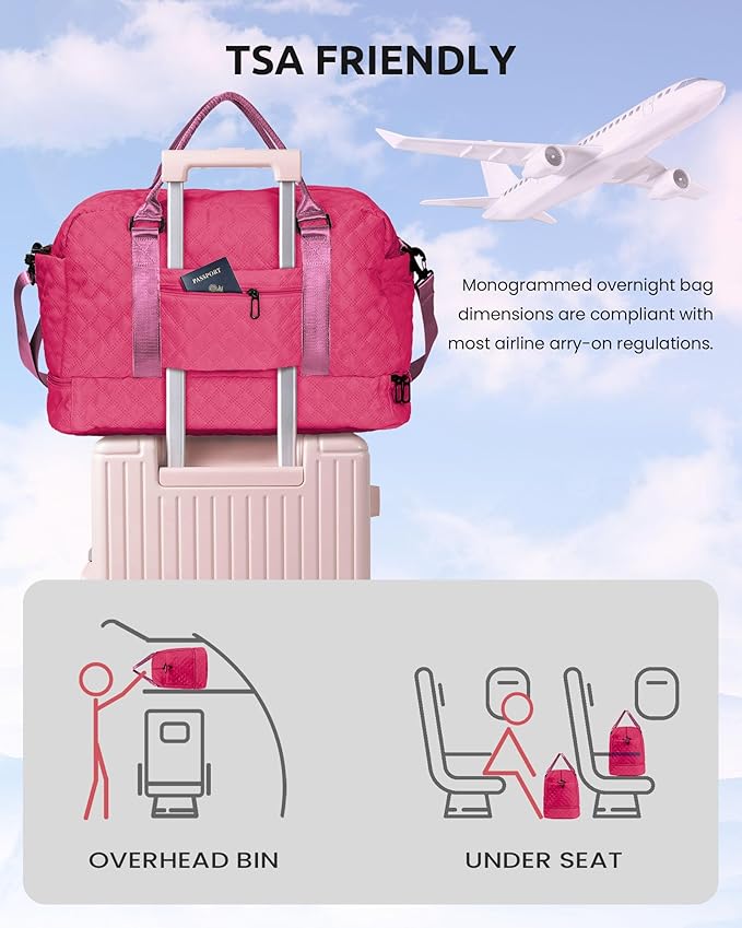 Vogewood Womens Gifts for Birthday-Initial Travel Bag with Shoe Compartment, Personalized Weekender Bag, Monogram Overnight Bag for Women, Letter Travel Bag with Makeup Bag Ladies Gifts (Letter S)